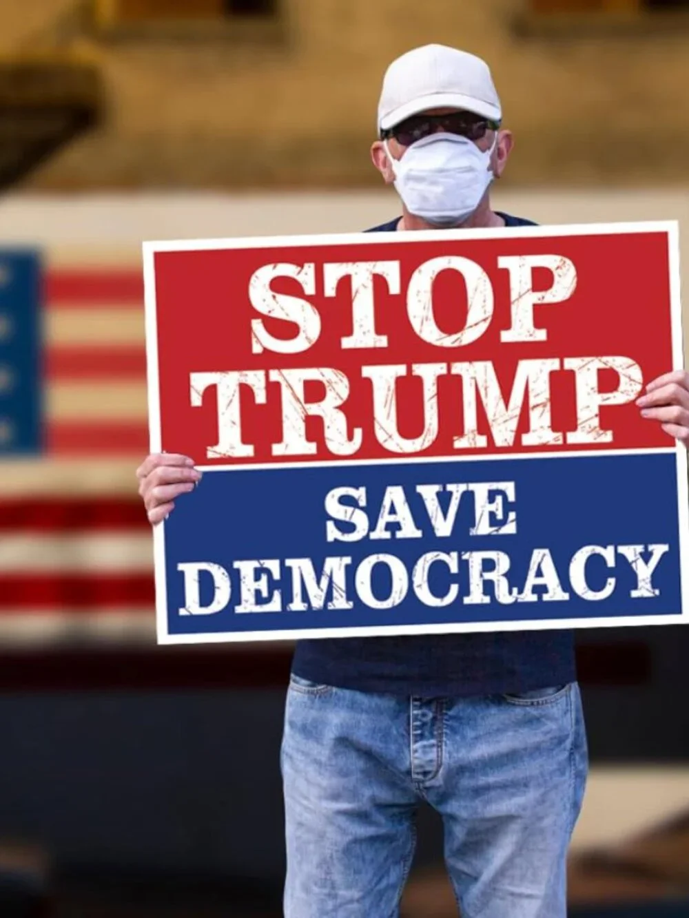 Stop Trump Save Democracy Yard Sign Resist Hate Lawn Sign Anti Trump Sign Double
